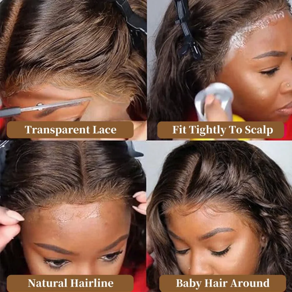 13X6 Hd الدانتيل الباروكة الأمامية الجسم موجة الشوكولاته البني 13X4 خصلات الشعر المستعار الإنسان قبل قطعها 220 الكثافة الدانتيل شعر مستعار أمامي للنساء 30 بوصة #4