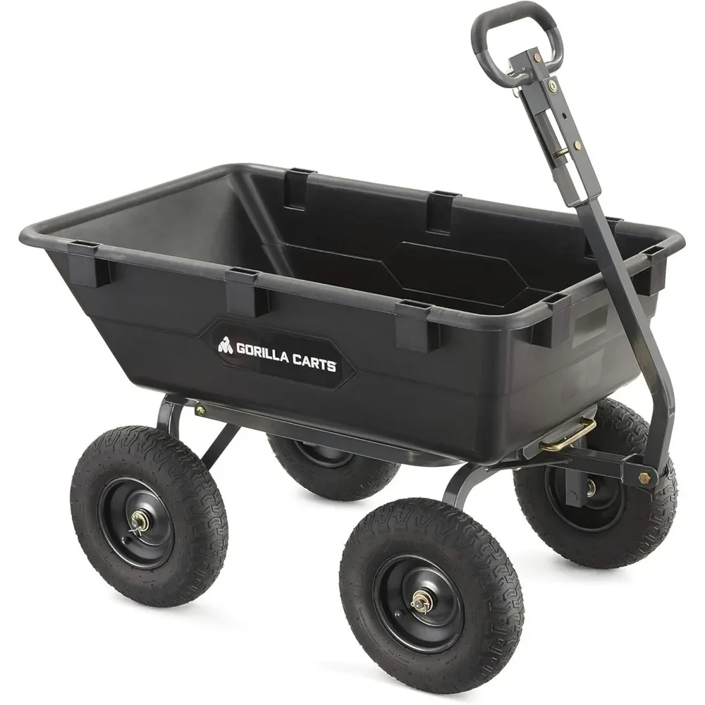 

6 Cu Ft Poly Yard Dump Cart and Utility Wagon with Steel Frame, 1200 Pound Heavy-Duty Capacity for Lawn and Gardening