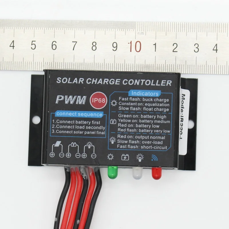 1PCS 10A Waterproof  of Solar Panel Battery Solar Charge Controller PV System Solar Charge Controller 12V 24V LED Display