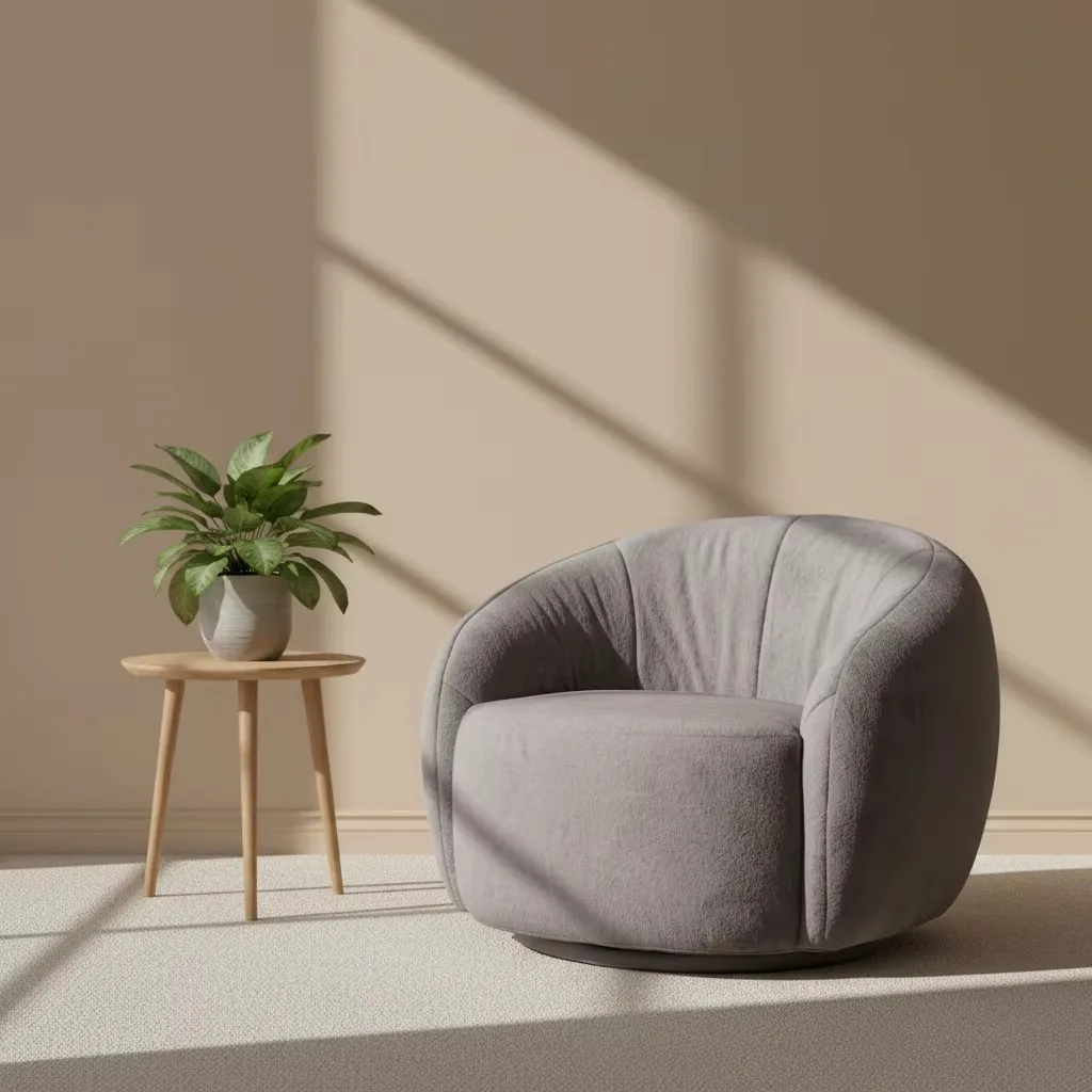Modern velvet fabric round rotating sofa chair | Vacuum compression design, suitable for multi-room use (living room, bedroom, o