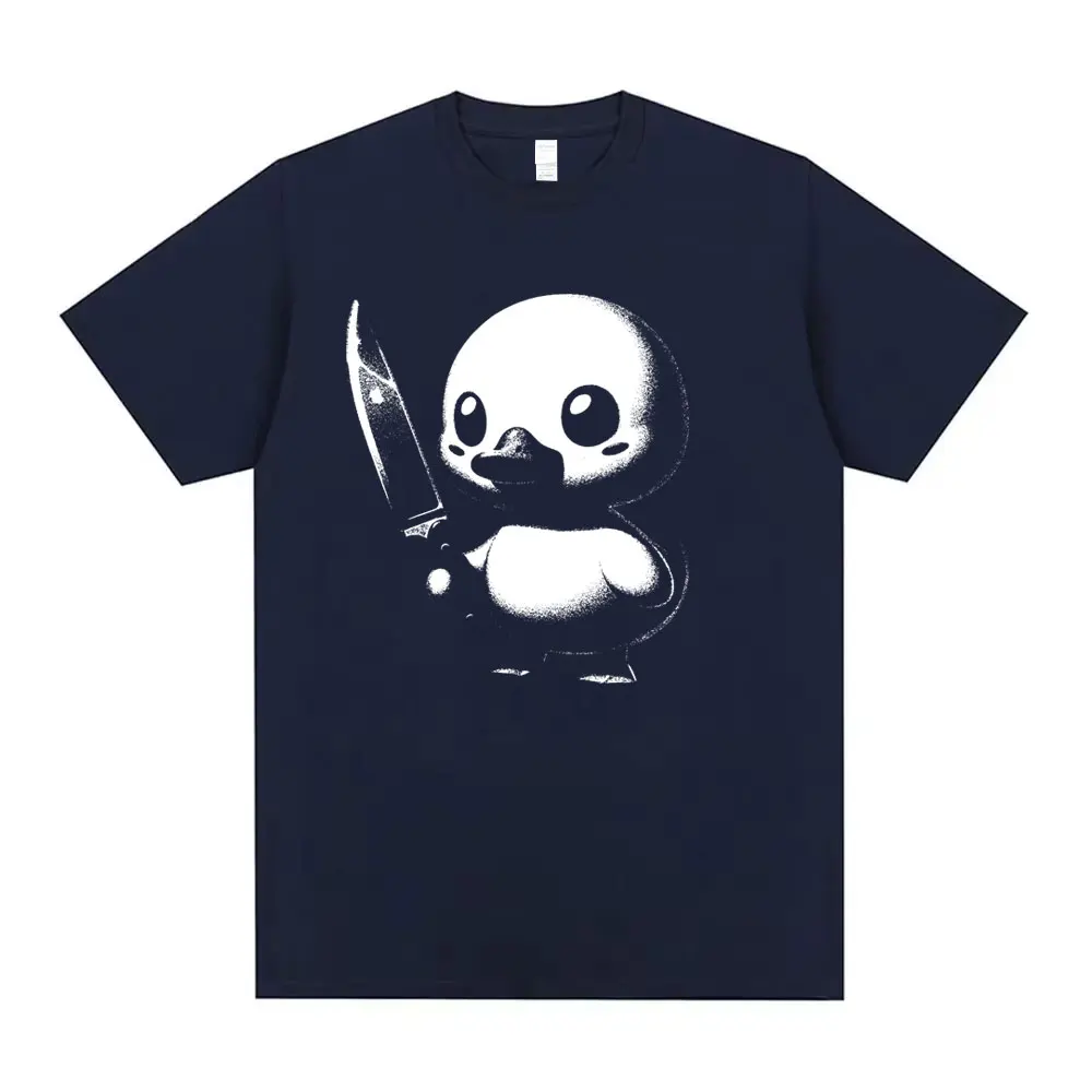 Duckkling with A Knife Funny Meme T Shirts Men Cotton Crewneck T-shirt Summer Men's Women Casual Oversized Short Sleeve T Shirt