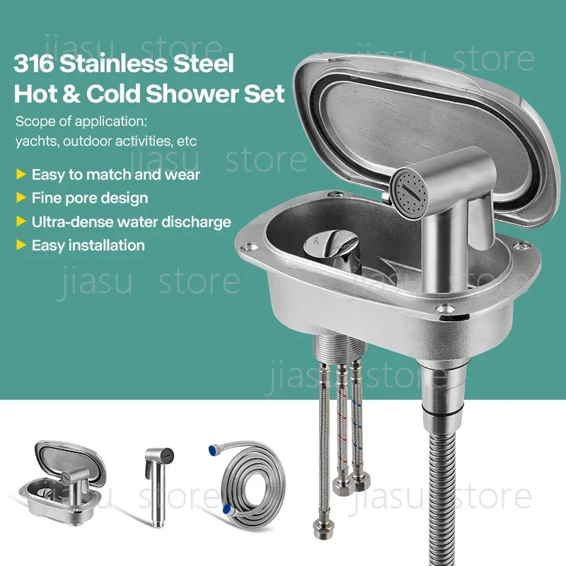 Boat Marine Deck Shower Kit Recessed Hidden Transom Shower for Yacht RV Camper