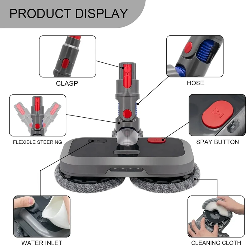 Cabezal de limpieza para aspiradora Dyson V7, V8, V10, V11, V15, mopa húmeda y seca, cepillo eléctrico para suelo, accesorios