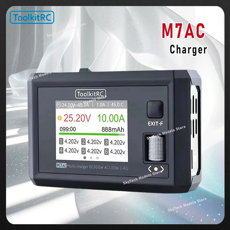 

ToolkitRC M7AC 100W AC / 300W DC Input XT60 XT30 Output Multifunction Suppot Dual Smart Charger Signal Tester Drone Charge