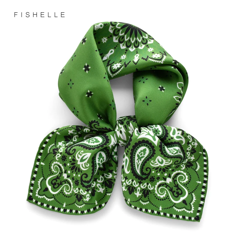 

Зеленый шелковый платок-шарф с узором пейсли, 100% шелк, твил, для женщин, высококачественная повязка на голову, хиджаб, платок, настоящий шелк, подарок