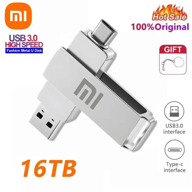 Xiaomi-Mini Pendrive USB 3,1 de alta velocidad, 16TB, 8TB, 2TB, tipo C, resistente al agua, metálico