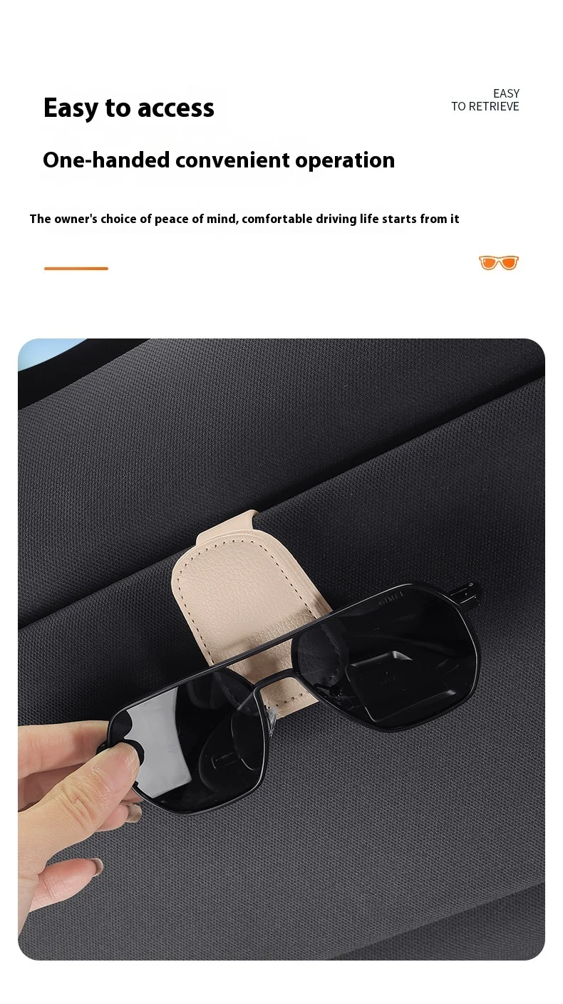 2-teiliger Sonnenbrillenhalter, geeignet für Auto-Sonnenschutz, magnetischer Sonnenbrillenclip aus Leder und Ticketclip, Auto-Sonnenschutz-Zubehör – Detail 8