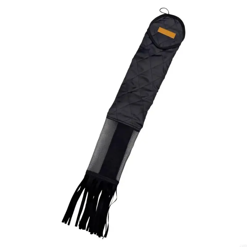 Horse Tail Bag for Daily Grooming and Turnout, Black Polyester Tail Protector with Elastic Top Strap, Full Length Cover for 24BD