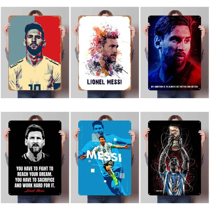 Lionel Andrés Messi Sign Sports Poster House Decor Vintage Metal Tin Sign Plaque for Wall Art Decoration Coffee Bar Retro Home