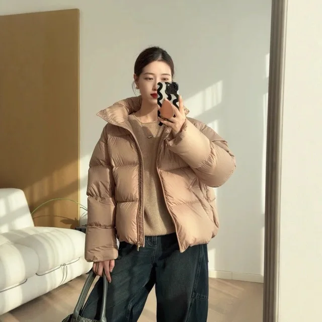Winter 95% White Duck Down New Women's Down Jacket Windproof Commuting Short White Duck Down Jacket