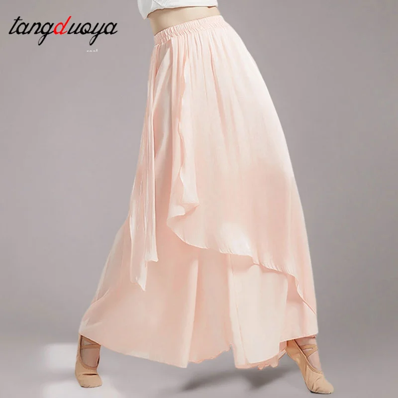 

Classical Dance Skirt Pant Female Loose Wide Leg Trousers Chiffon Flowing Casual Performance Costumes Practice Dancewear