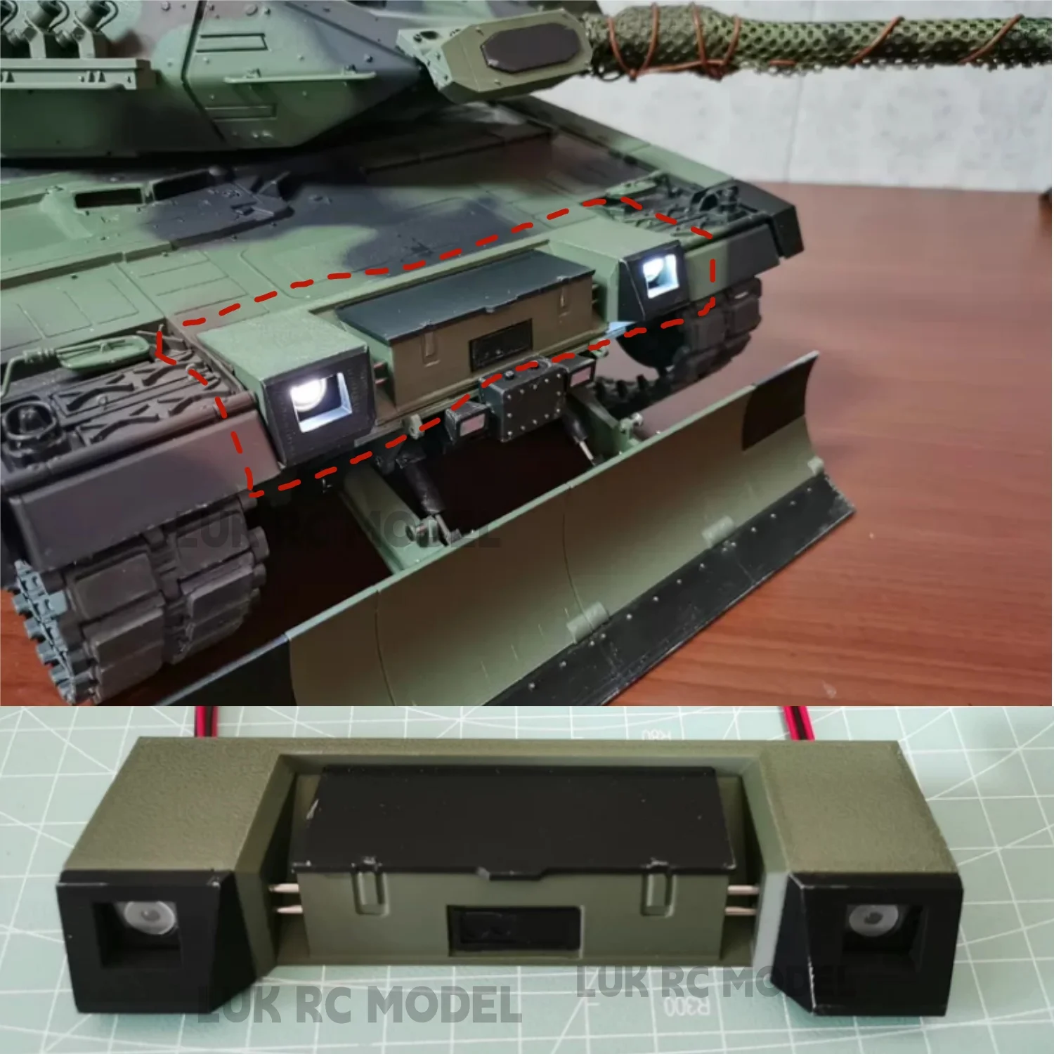 Angel Eye Headlights For HL Leopard2A6 3889 Modified 2A7 A8 1/16 RC Tank 7.0 Modification Accessories DIY Front End Modification