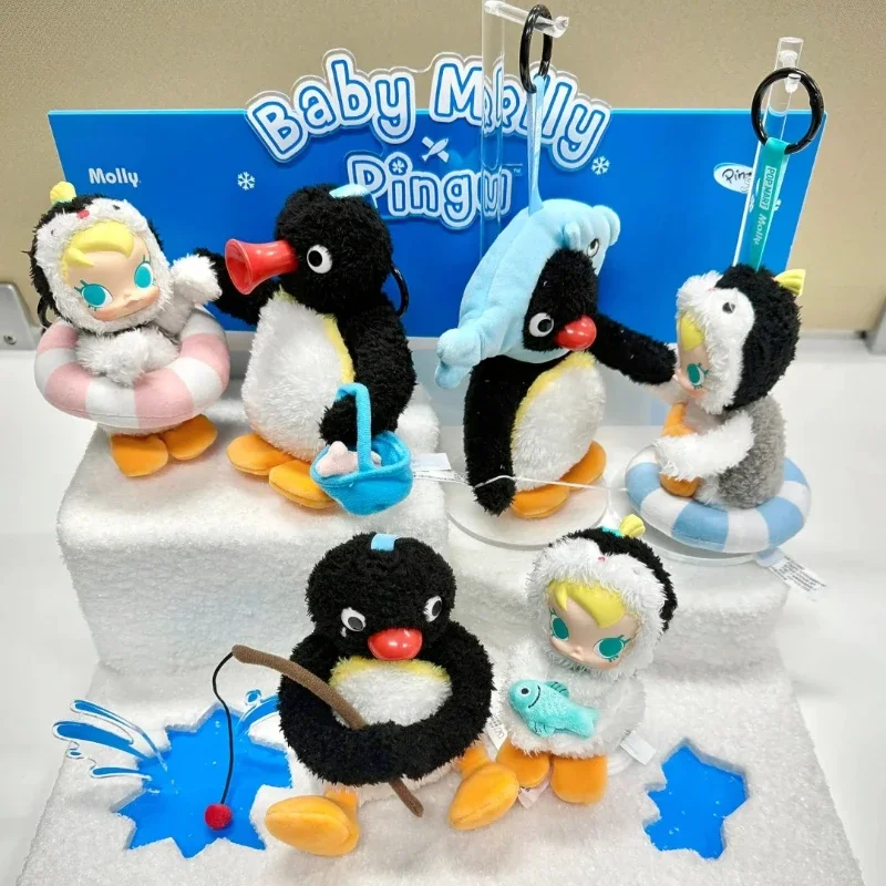 Baby Molly X PINGU Happy Fishing Series Vinyl Pendant Blind Box Figure Collection Keychain Decor Cute Doll Toy Surprise Gift