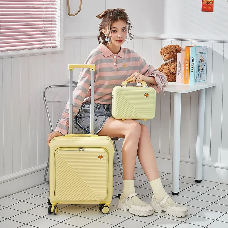 Fashion 18 Inch Boarding Box Travel Suitcase Small Trolley Case Candy Color Rolling Luggage Large Capacity Trunk High-quality