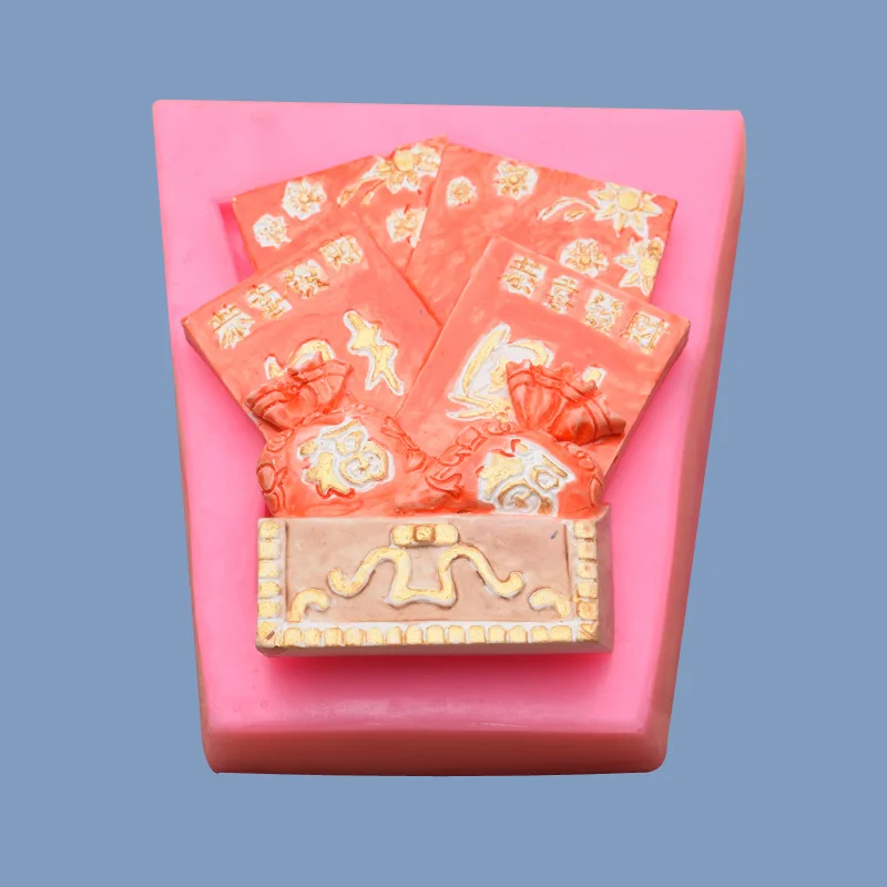 Red Envelope Festive Lucky Bag Fondant Silicone Mold, Baking Chocolate DIY Car Ornament Mold