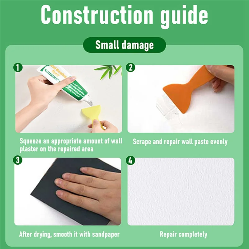 100G Wall Mending Agent Wall Repair Cream With Scraper Paint Green Valid Mouldproof Wall Crack Nail Quick-Drying Patch Restore