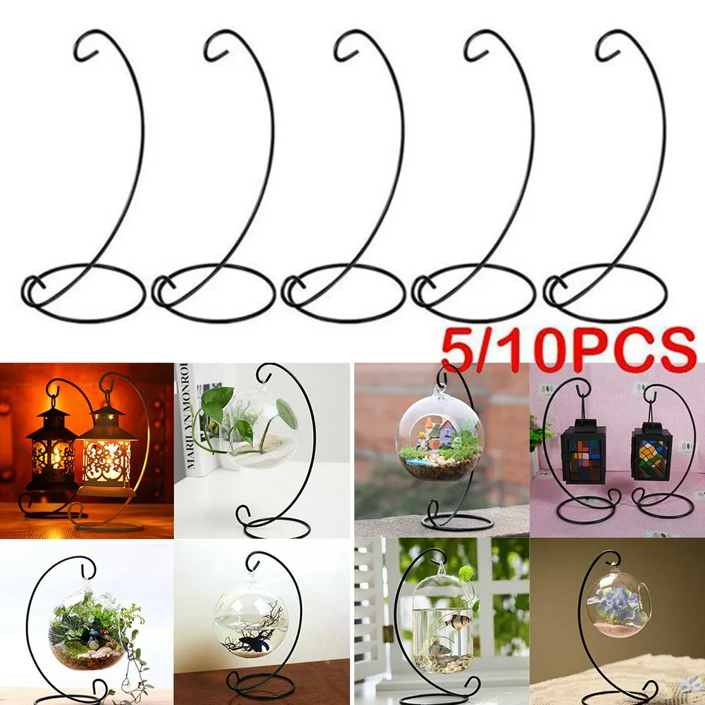 5/10pcs Home Garden Metal Bauble Ornament Pack Retro Air Plant Terrarium Landscape Display Iron Hanging Stand Decor Holder