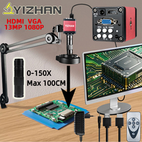 YIZHAN 13MP 1080P Electronic Digital Microscope VGA HDMI Output With 0-150X/130X/215X Camera Lens for PCB Soldering/Phone Repair