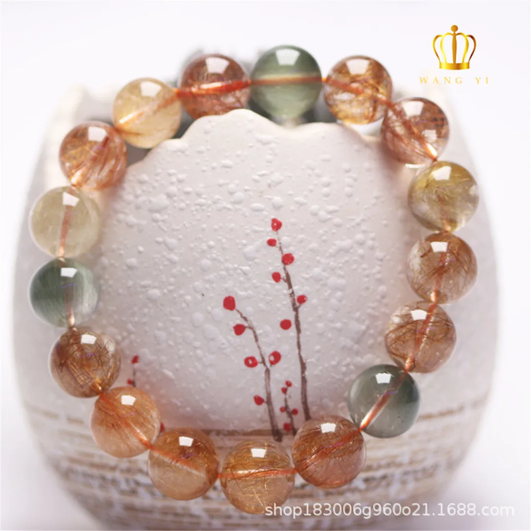 

Natural Colorful Hiar Rutilated Quartz Bracelet Jewelry Women Lady Men Luck Gift Reiki Crystal Energy Beads Strands AAAAA 7-11mm