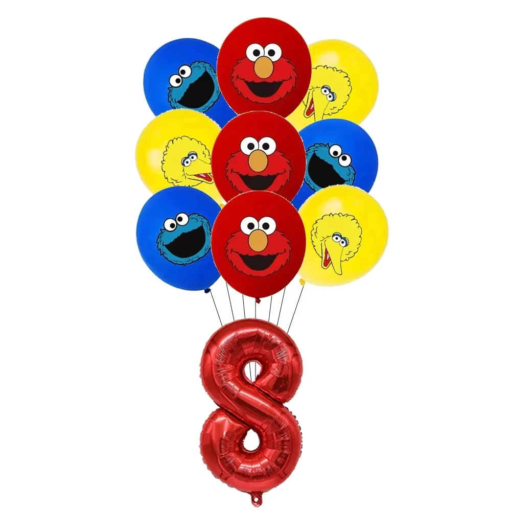 Geburtstagsballon-Partydekoration, Sesamstraßen-Thema, Teller, Kuchenaufsätze, Banner für Kindergeburtstag, Partyzubehör, Babyparty – Detail 12