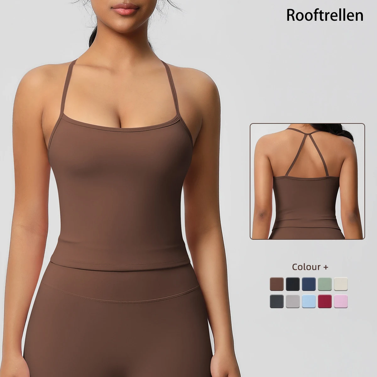 Tank Top Women Sports Running Quick Drying Yoga Vest Beautiful Back Summer Thin Shoulder Straps Vest with Chest Pad