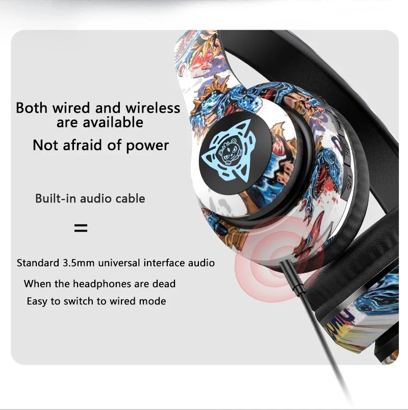 2024 Xiaomi New Fashion Wireless Bluetooth Headsets Headphone Wearable Sports Earphones Graffiti New Illuminated Stereo Music