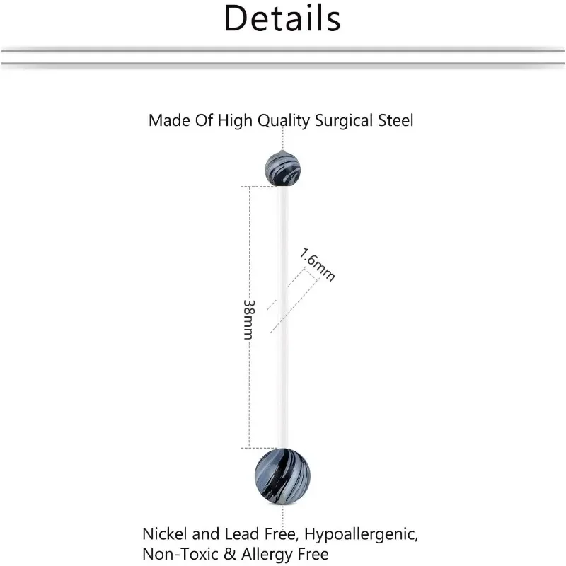 14G Pregnancy Belly Button Rings Flexible Bioplast Sport Maternity Belly Navel Retainer Body Piercing 38mm 1 1/2