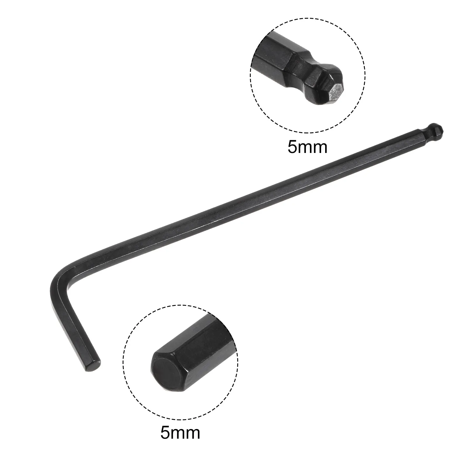 3pcs Ball End Hex Key Wrench, L Shaped Long Arm CR-V Repairing Tool, Black