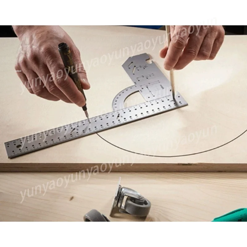 Square Ruler 90 Degree Multi-functional Woodworking Ruler High Precision Universal Ruler Hole Ruler