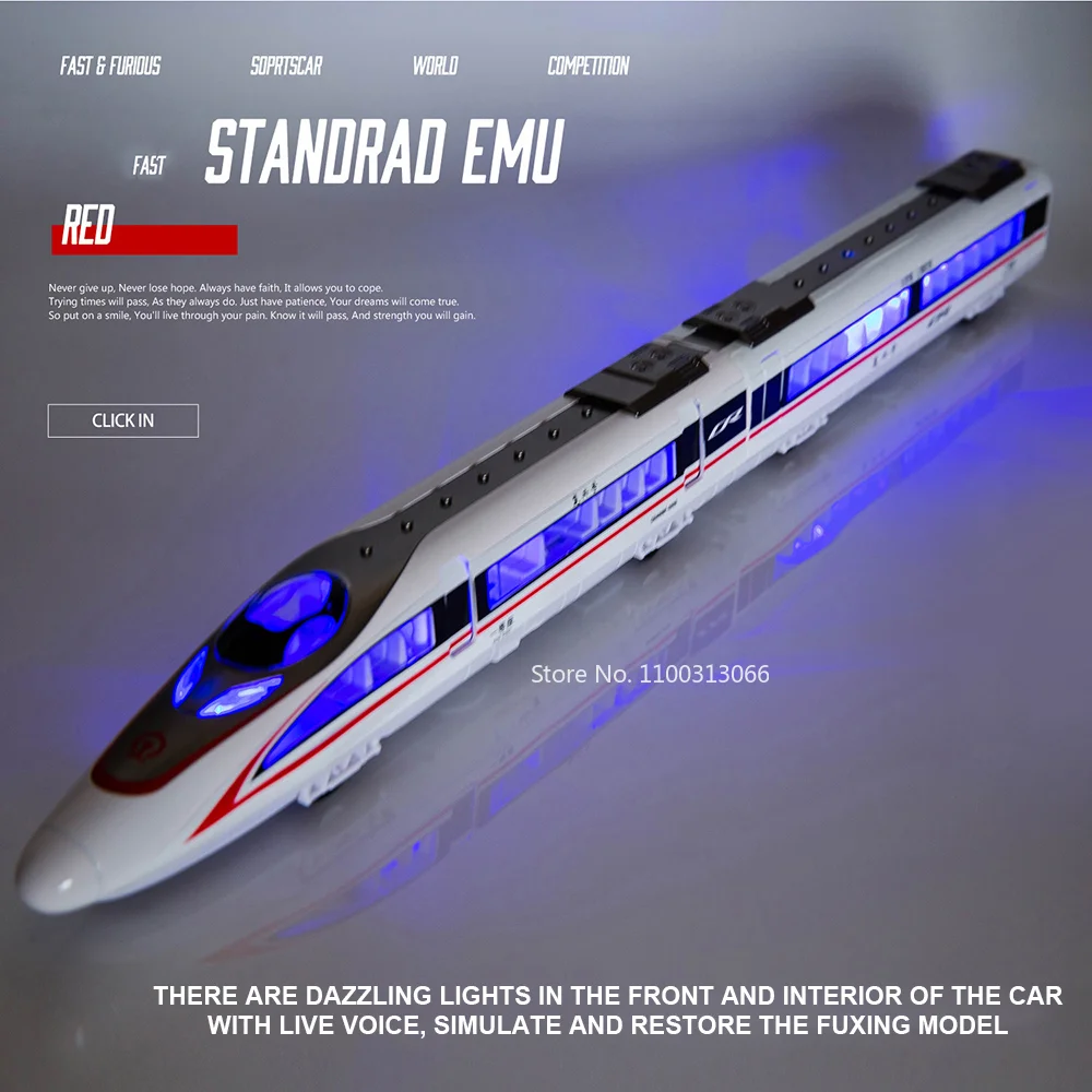 Alloy Fuxing High-Speed Train Model Unlimited Connection Of High-Speed Train Harmony Track The Light Sound Pull Back Kids Toys