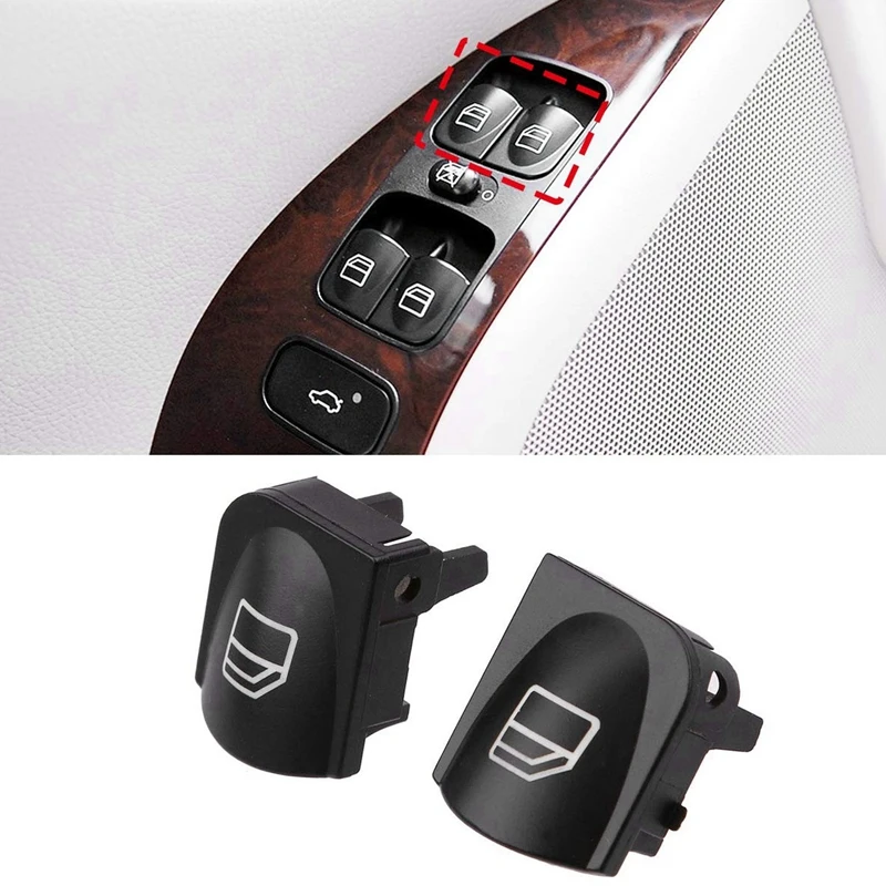 Coperture del pulsante dell'interruttore della finestra per Mercedes Benz W203 W208 classe C Clk tappi del pulsante di riparazione dell'interruttore della finestra anteriore sinistro + destro