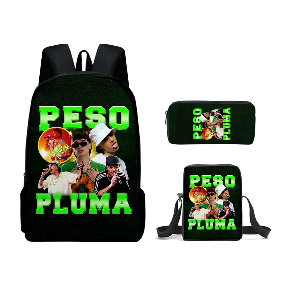 Peso Pluma Merch Backpack 2023 New Album Daypacks 3 Pieces Sets Zipper Rucksack School Shoulder Bag Pencil Bag