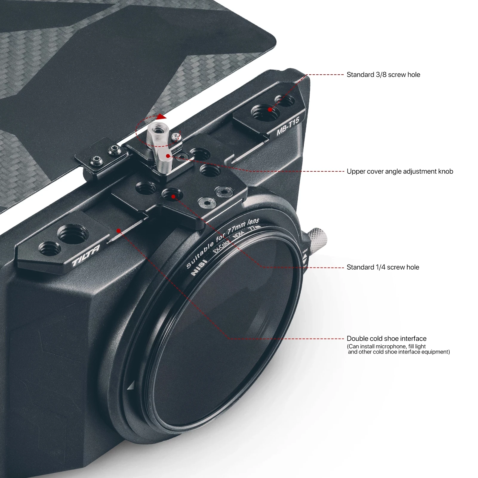 В НАЛИЧИИ MB-T15 Мини-матовая коробка для зеркальных камер Mattebox Кольцо объектива 55 мм 58 мм 77 мм 67 мм 52 мм для BMPCC 6K A7 GH5 5D4
