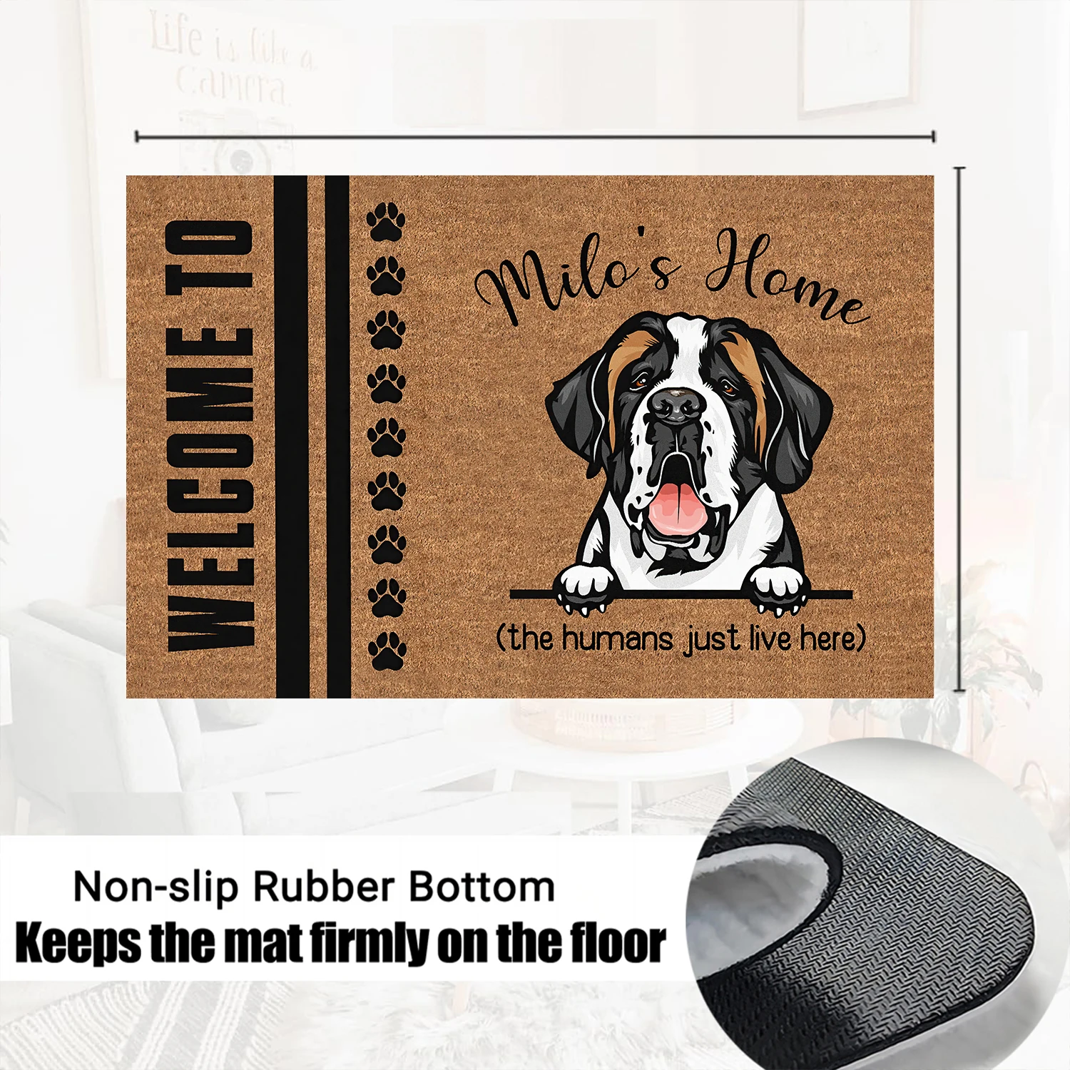 

Saint Bernard Doormat,Welcome Mat,Perfect Gift For Dog Lovers. Dog Doormat. Home Decor. Custom Any Dog Breed Rug