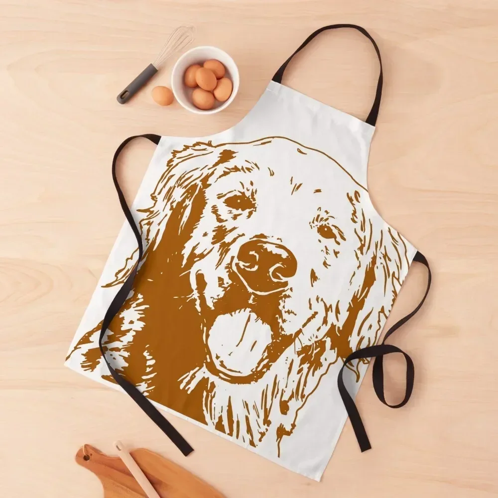 Golden Retriever Face (Gold) Apron Manicurists For Woman professional hairdresser Household Items Kitchen Apron