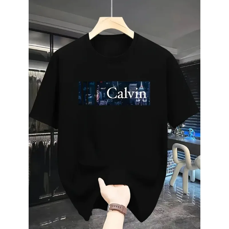 

2025 Summer Men's Geometric Pattern Letter Short Sleeve Fashion Street Casual T-shirt for Both Men and Women