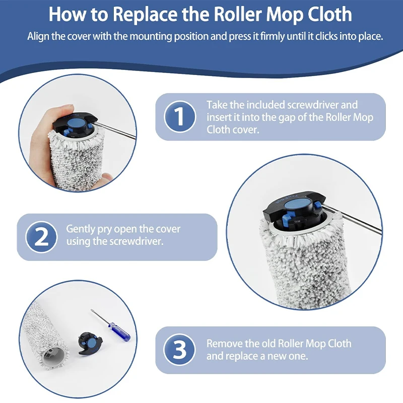 Roller Mop Replacement Accessories Kit Compatible With Ecovacs T90 Pro Omni/X9S Pro Omni Robot Vacuum Roller Mop Parts image 6