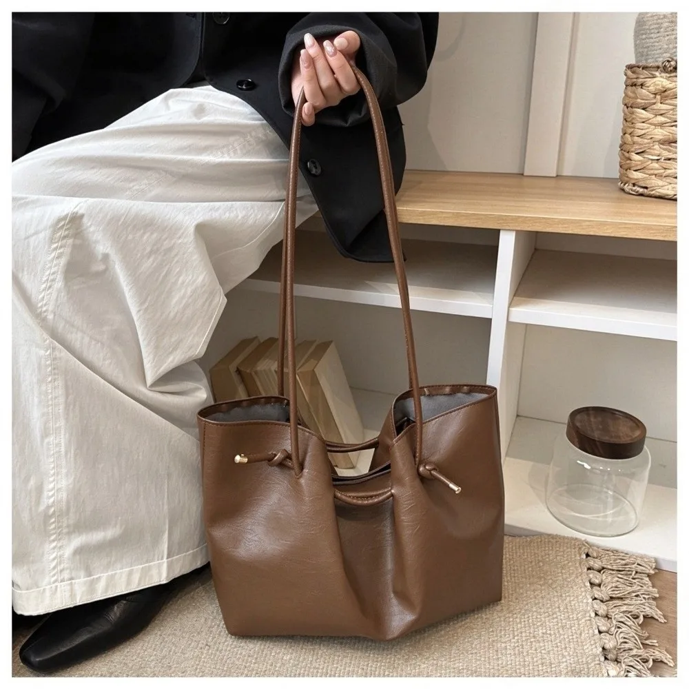 Soft Faux Leather Tote Handbag Shoulder Strap Large Capacity Shoulder Bag Single Shoulder Design Daily Use Large Capacity Tote