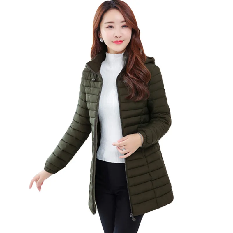 Jacket Women Ultra-light Thin Down Cotton Coat 2022 Autumn Winter Slim Hooded Warm Outerwear Female Jacket Cotton Padded Parka