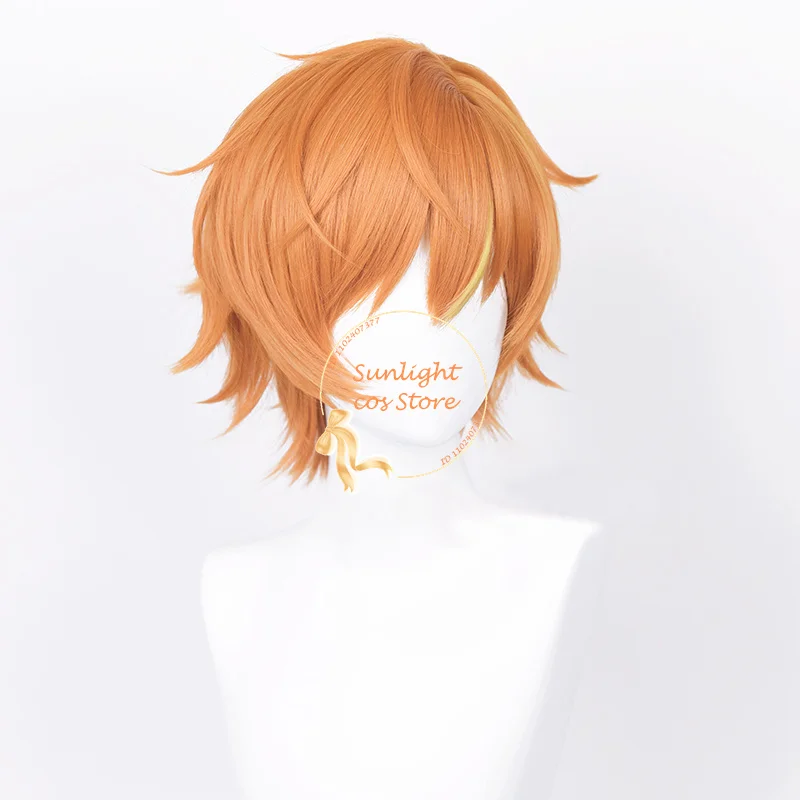 Anime Akito Shinonome Cosplay Wig 30cm short Orange Wigs Heat Resistant Synthetic Hair Halloween Cosplay Accessory + Wig Cap