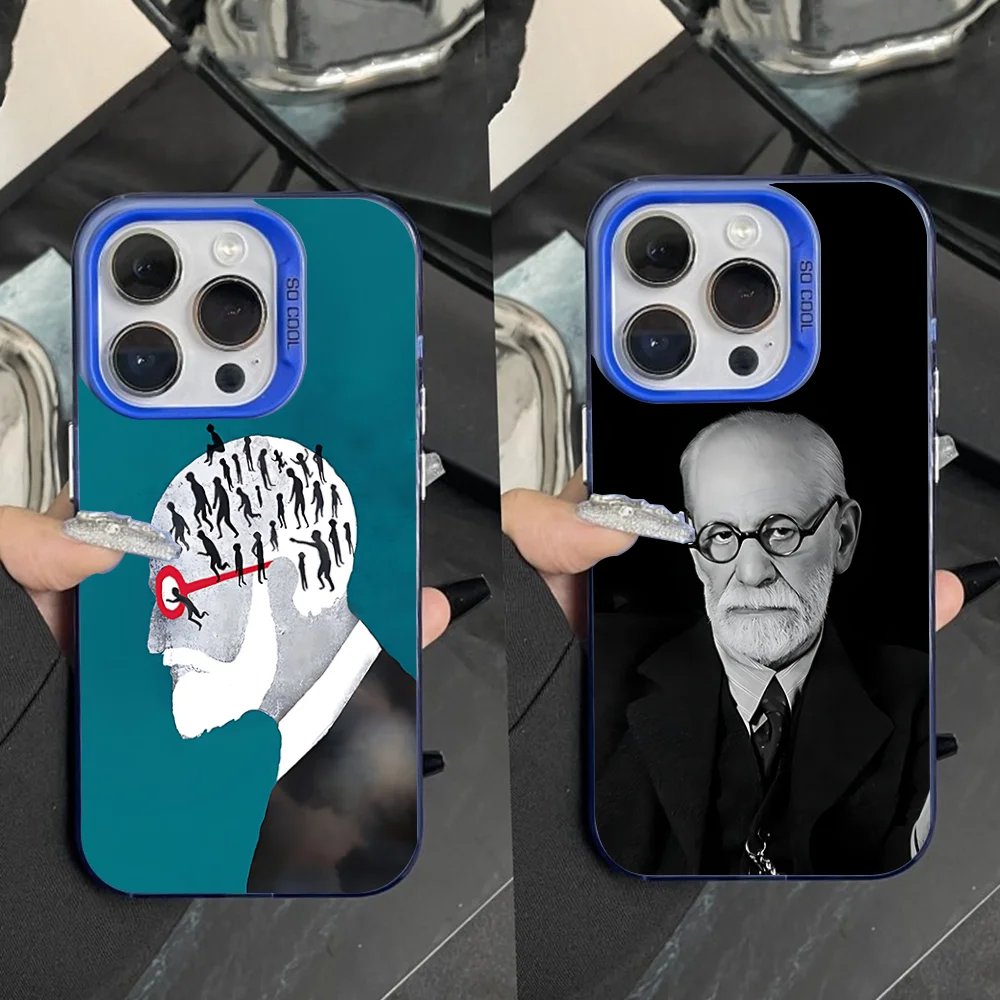 

Sigmund Psychoanalysis Freud Phone Case For iPhone 16,15,14,13,12,11,Pro,Max,Plus,Mini,XS,SE Anti Fall Blue Matte Hard Bumper