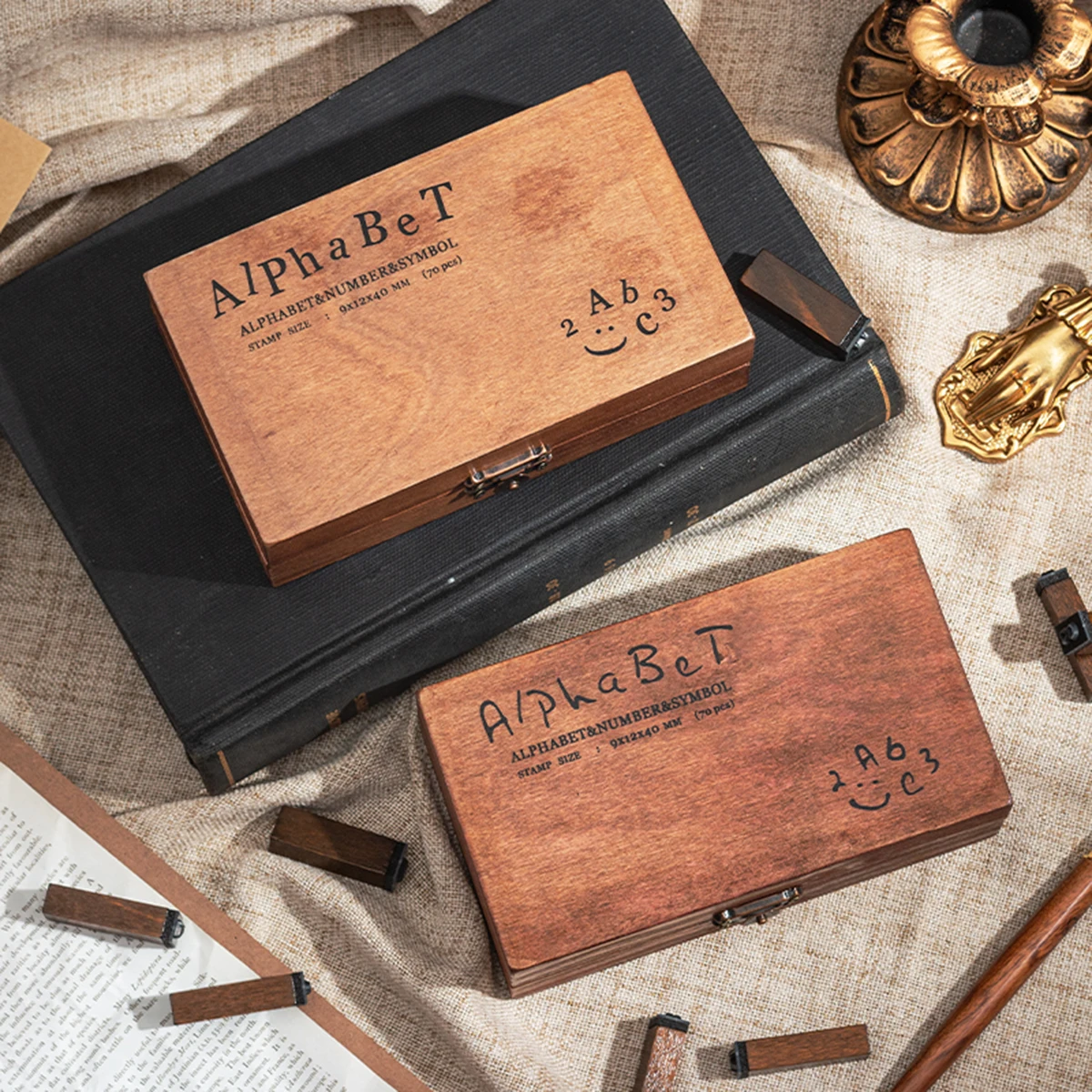 70 Stück/Box, Alphanumerisches Holzstempel-Set, Geeignet für Umschläge, Notizbücher und Handbücher, Exquisites Modisches Dekorationszubehör