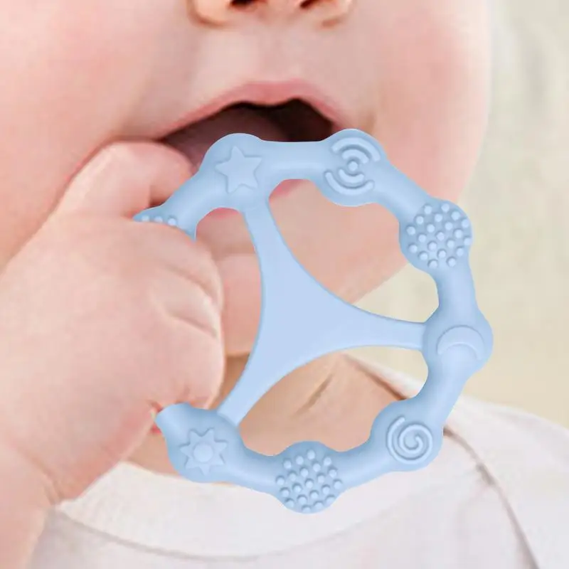 

Silicone Teethers For Babies Multi-Textured Teether Wheel For Teething Relief Soft Food Grade Easy To Hold Hand Molar Teether