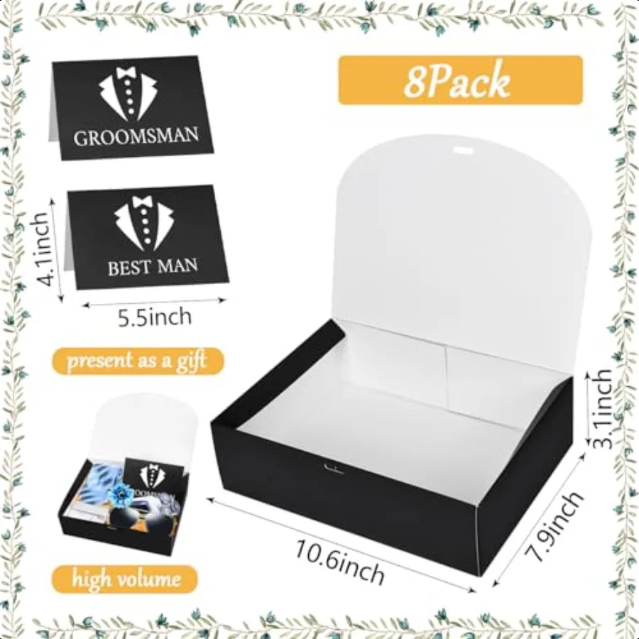 8 упаковок коробки для предложения жениха 10,6x7,9x3,1 дюйма Подарочная коробка с картой и лентой 7 жених 1 шафер будет моим жених