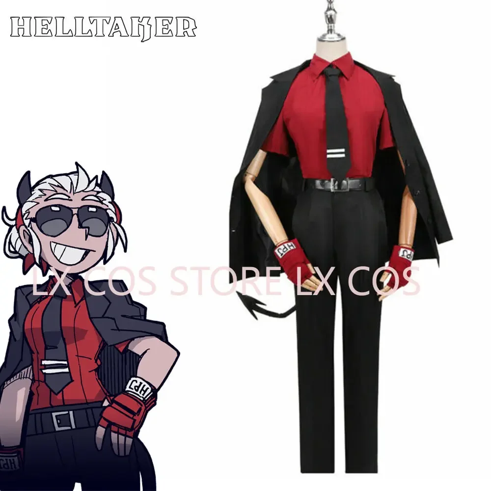 

Game Helltaker the Awesome Demon Justice Cosplay Costume Adult Women Men Outfits Shirt Pants Jacket Tail Halloween Carnival