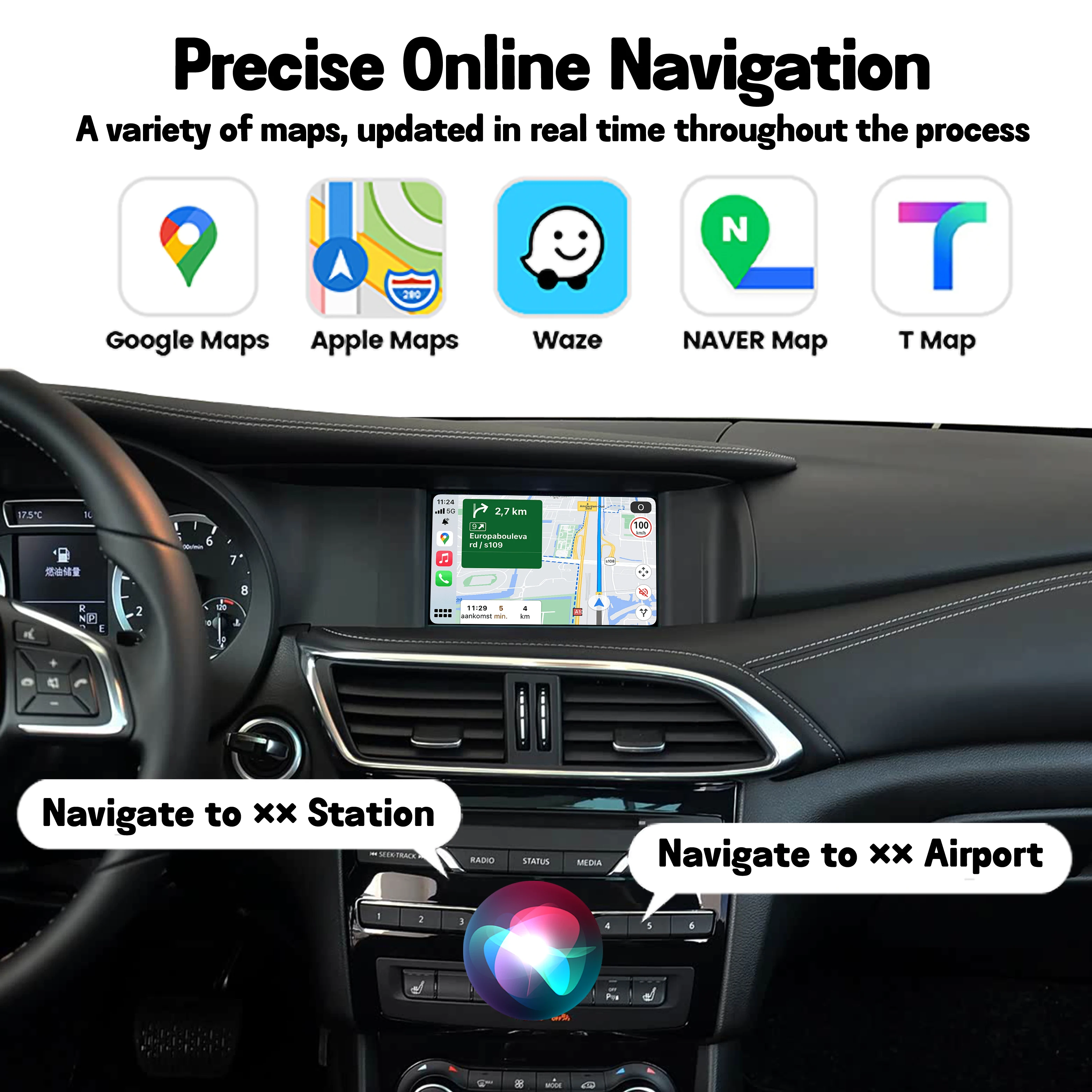 Wireless CarPlay Android Auto Interface for 2015-2020 Infiniti QX30 Multimedia Video Navigation Upgrade Retrofit Module
