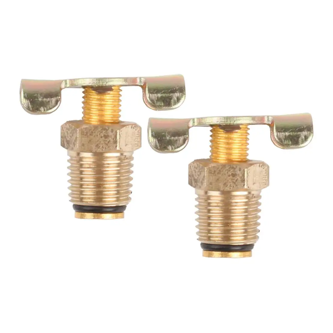 

2pcs Brass Drain Valve Petcock 1/4NPT Compressor Radiator Oil Air Water Coolant Gold