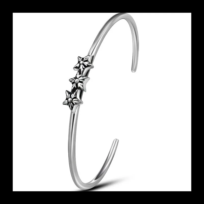 

Vintage Pentagram Open Titanium Steel Bracelet C-Shaped Stainless Steel Bracelet, Trendy Girl Accessories SZ032
