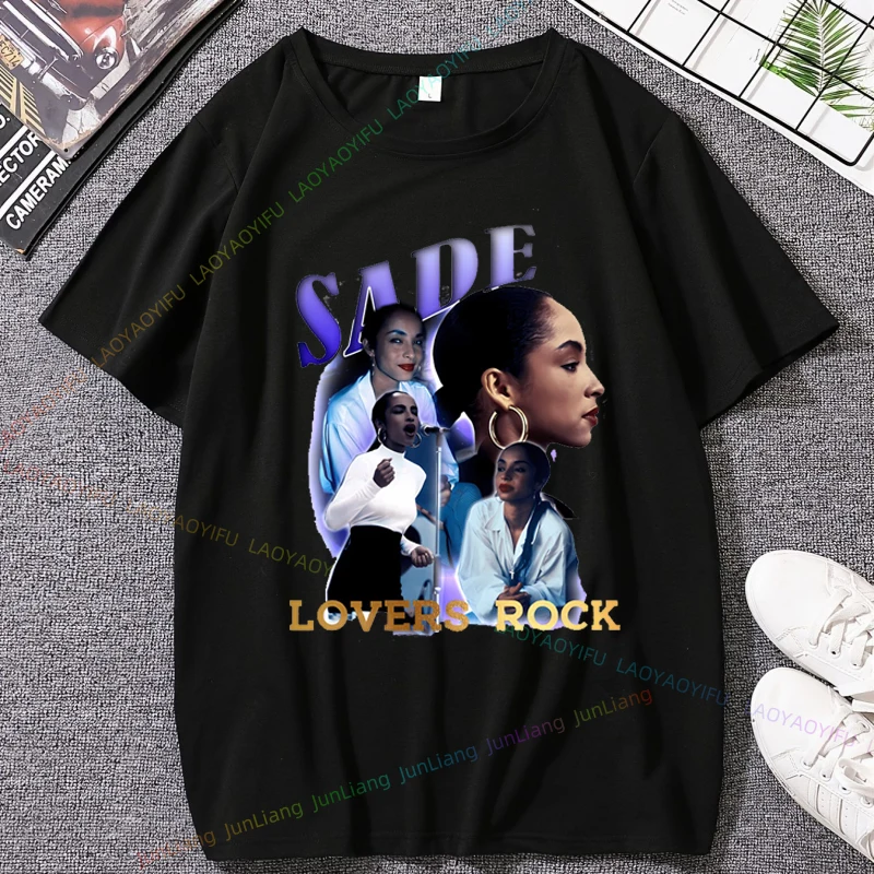 S-Sade Singer 80s Music Vintage T Shirts Men Women Y2k Clothes 100% Cotton Harajuku Streetwear Loose Hip-hop Top Tshirt T-shirt