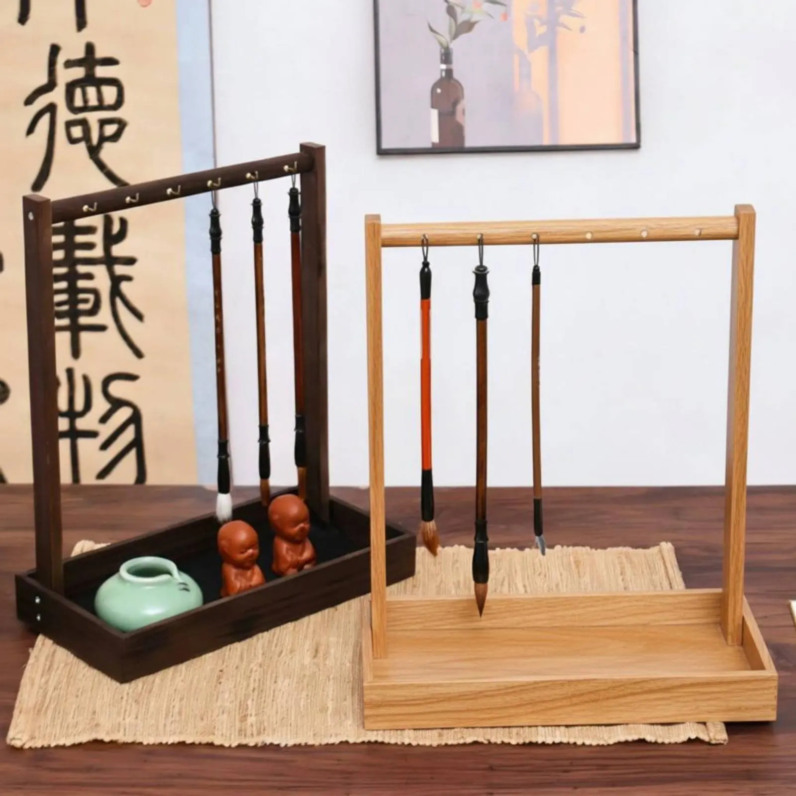Calligraphy Brush Stand New Chinese Design Brush Hanger Stand Desk Accessory Multi-Purpose Home Decor Versatile Display